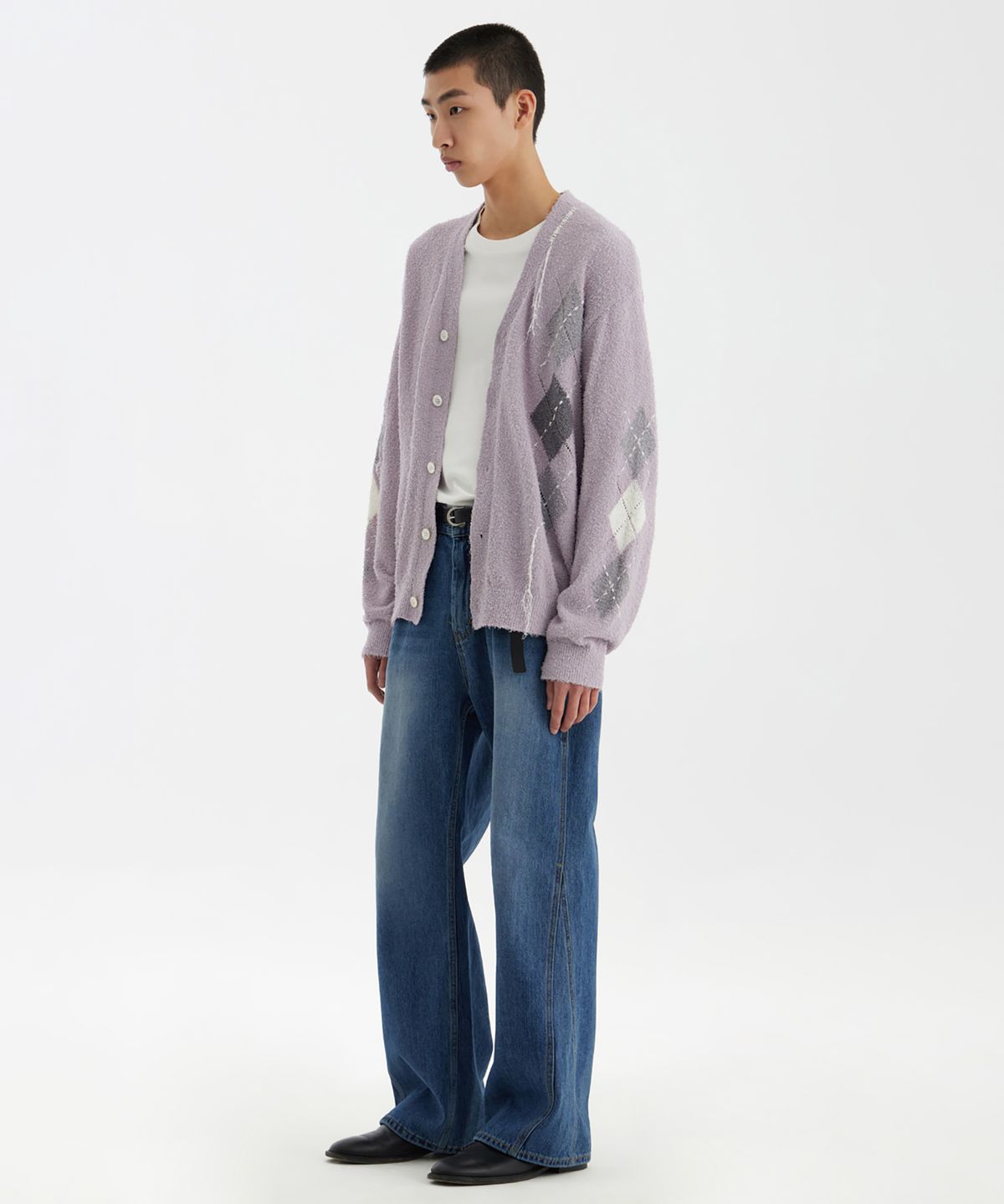 유스(YOUTH) Argyle Hand Stitch Knit - Lavender