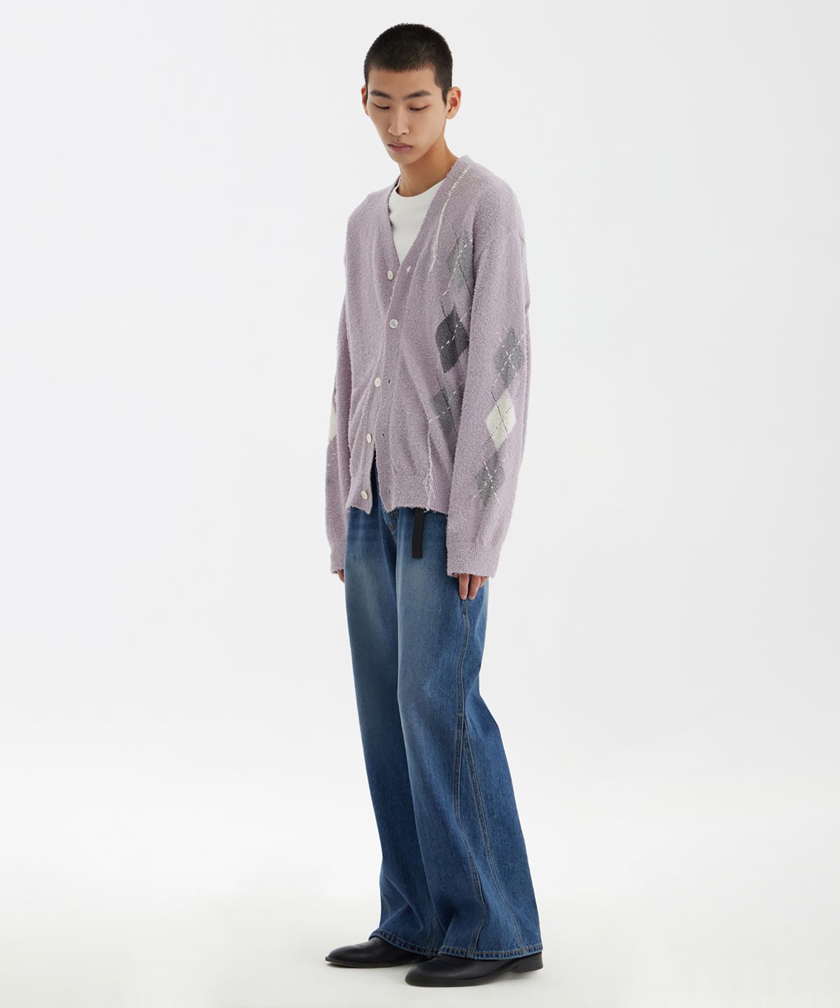 유스(YOUTH) Argyle Hand Stitch Knit - Lavender