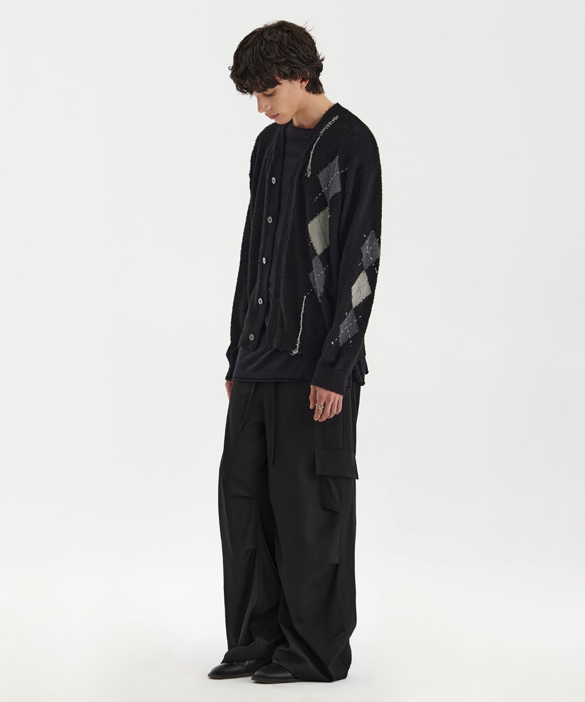 유스(YOUTH) Argyle Hand Stitch Knit - Black