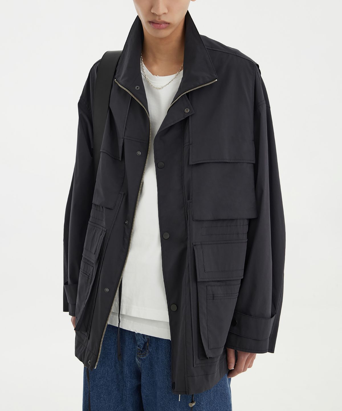 유스(YOUTH) Panel Oversized Field Jacket - Charcoal Grey
