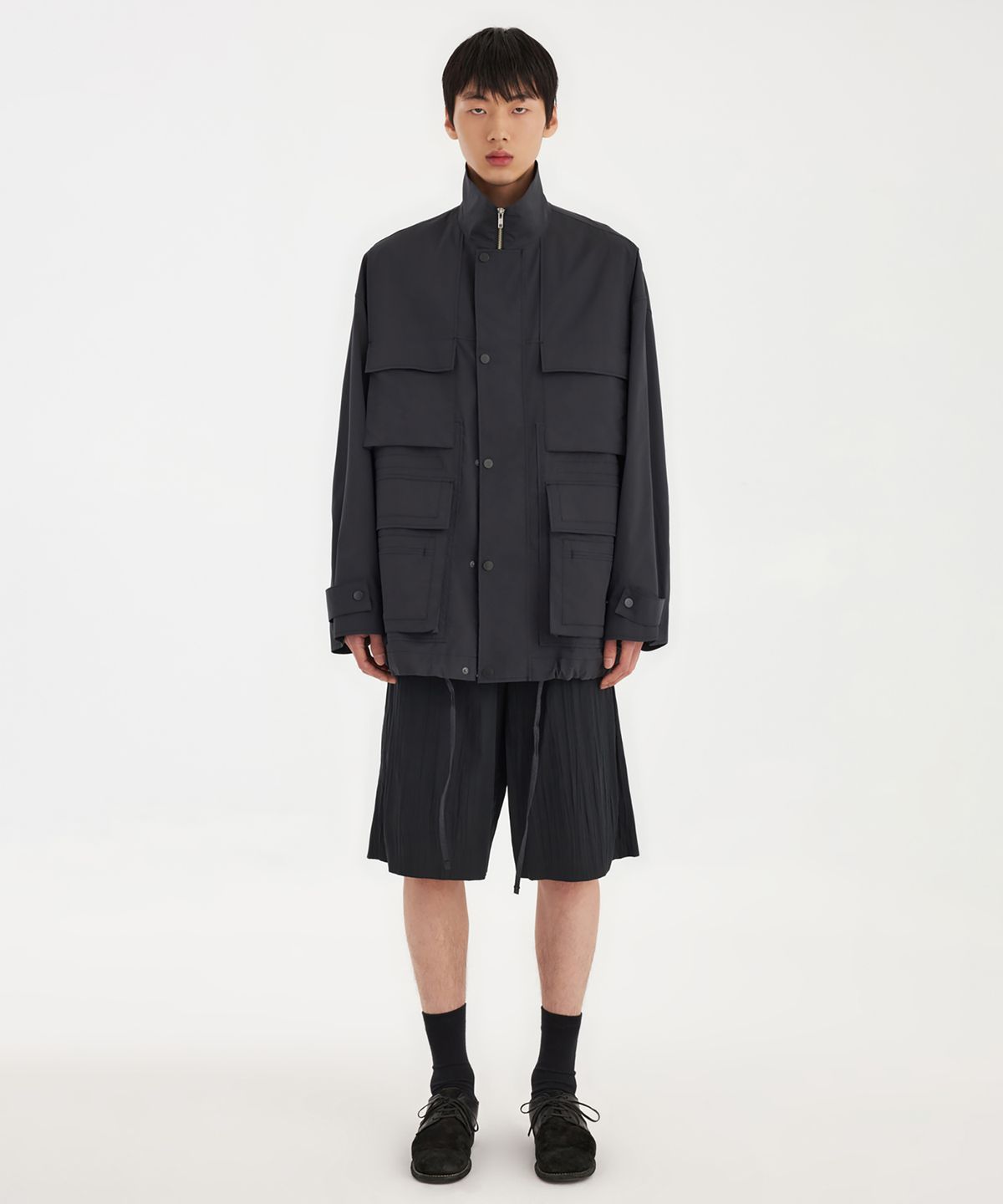 유스(YOUTH) Panel Oversized Field Jacket - Charcoal Grey