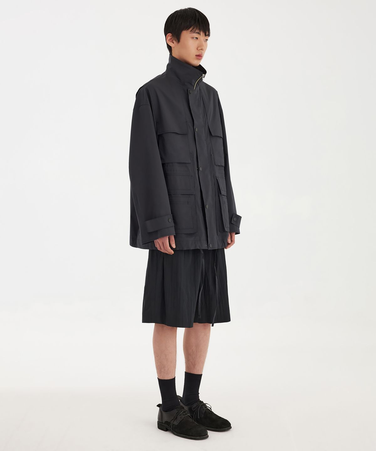 유스(YOUTH) Panel Oversized Field Jacket - Charcoal Grey