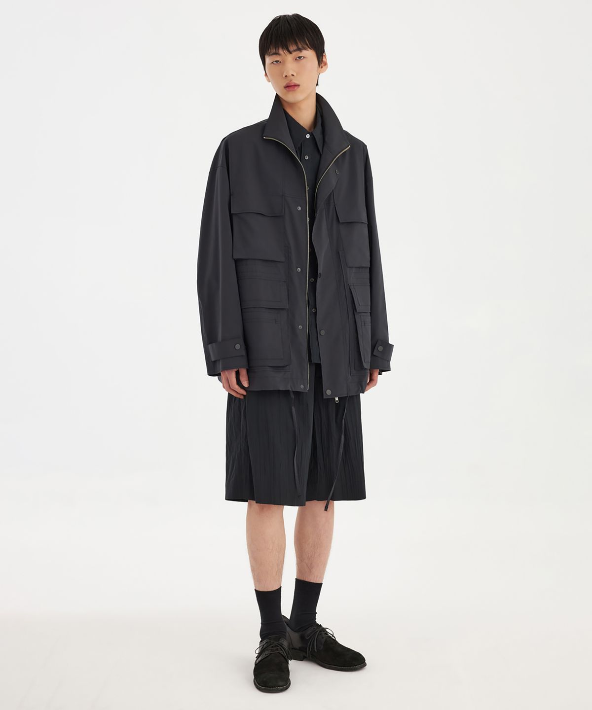 유스(YOUTH) Panel Oversized Field Jacket - Charcoal Grey