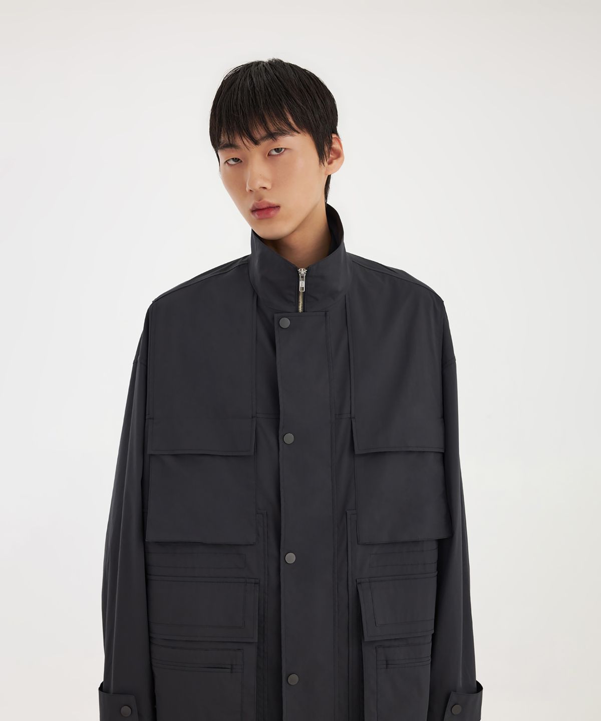 유스(YOUTH) Panel Oversized Field Jacket - Charcoal Grey