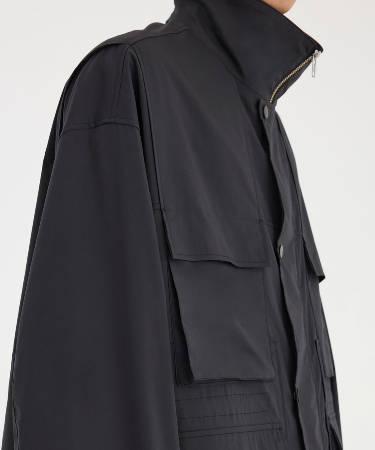유스(YOUTH) Panel Oversized Field Jacket - Charcoal Grey