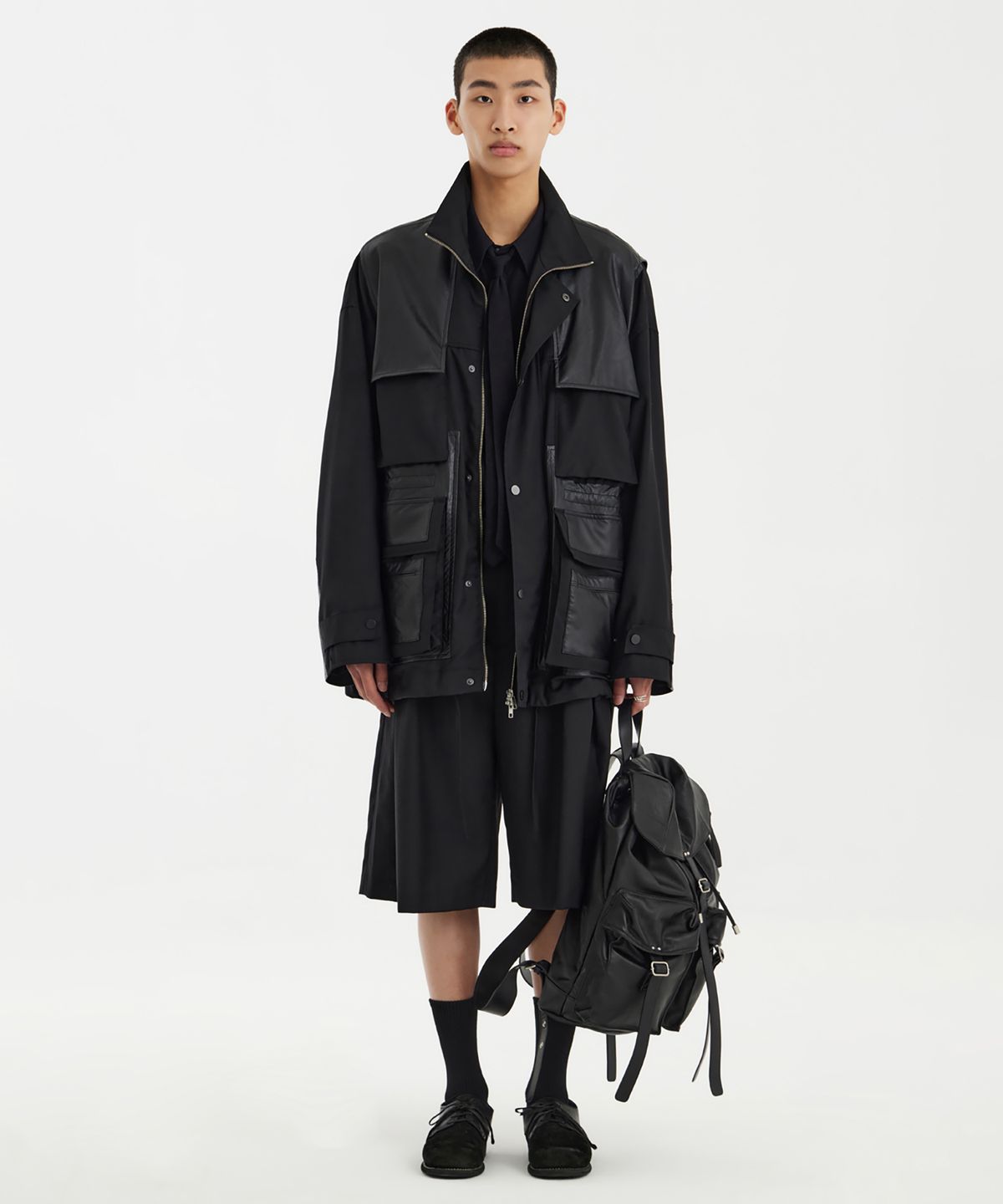 유스(YOUTH) Panel Oversized Field Jacket - Black