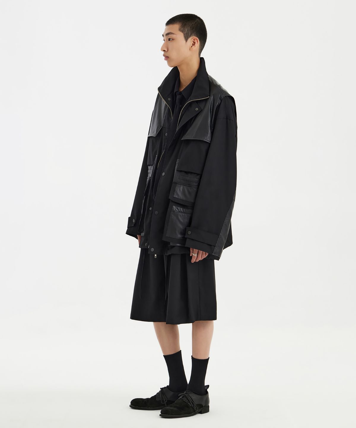 유스(YOUTH) Panel Oversized Field Jacket - Black