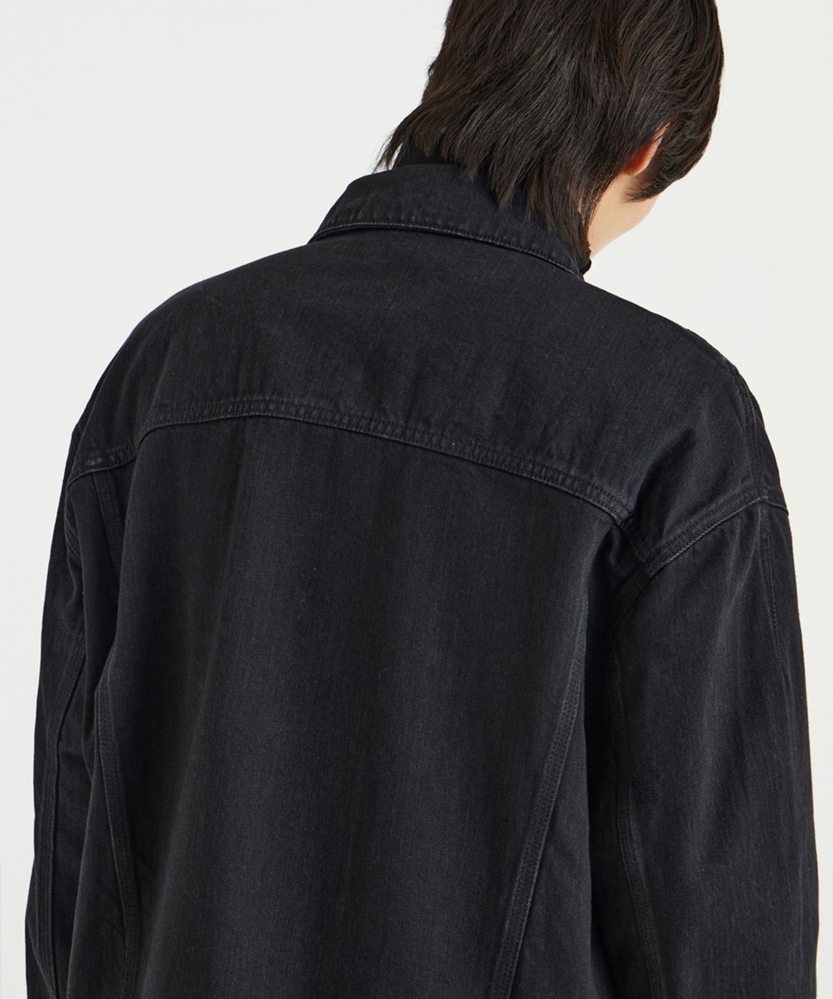 유스(YOUTH) Oversized Denim Trucker Jacket (UNISEX) - Black