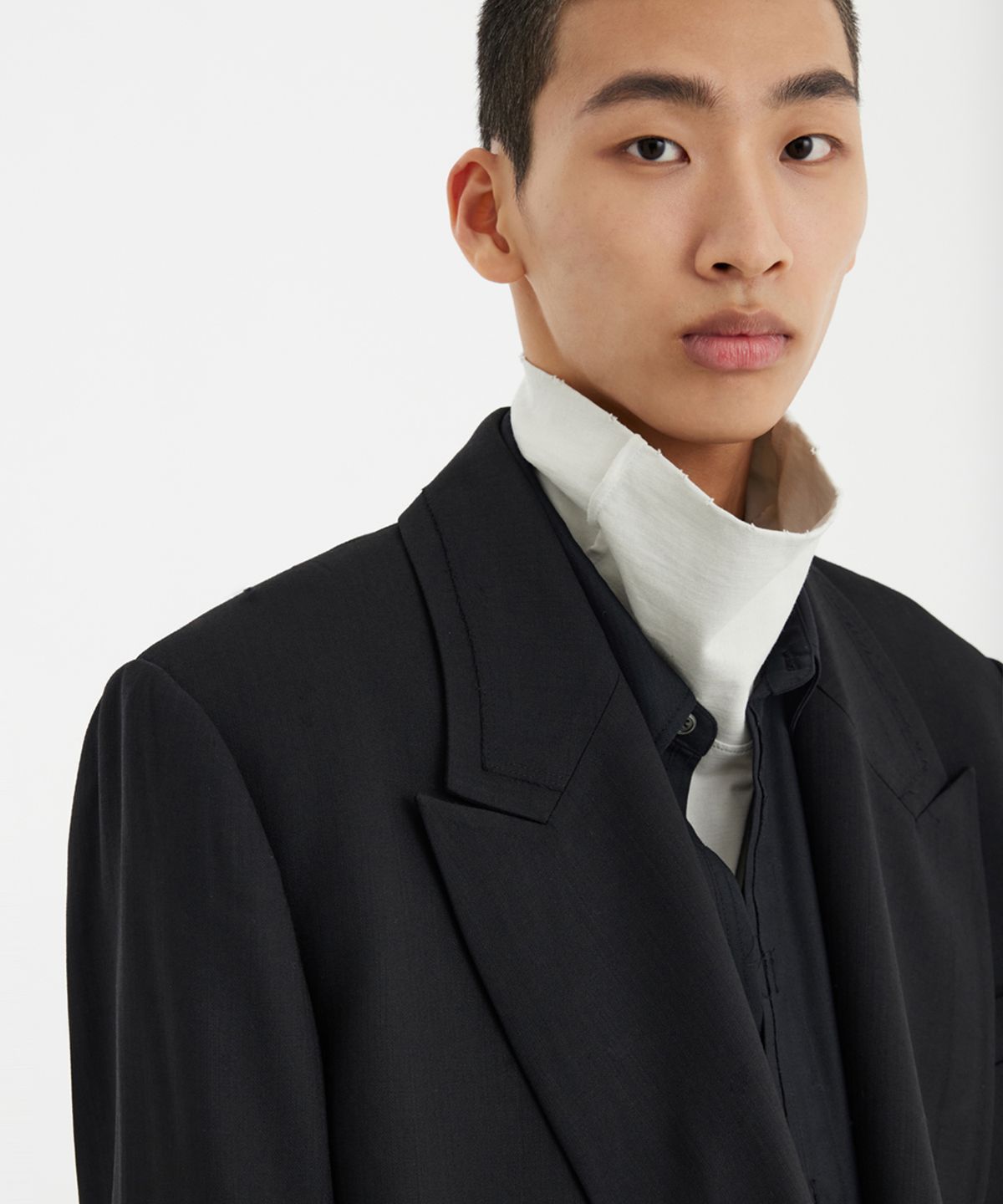 유스(YOUTH) Oversized Double Breasted Coat (UNISEX) - Black
