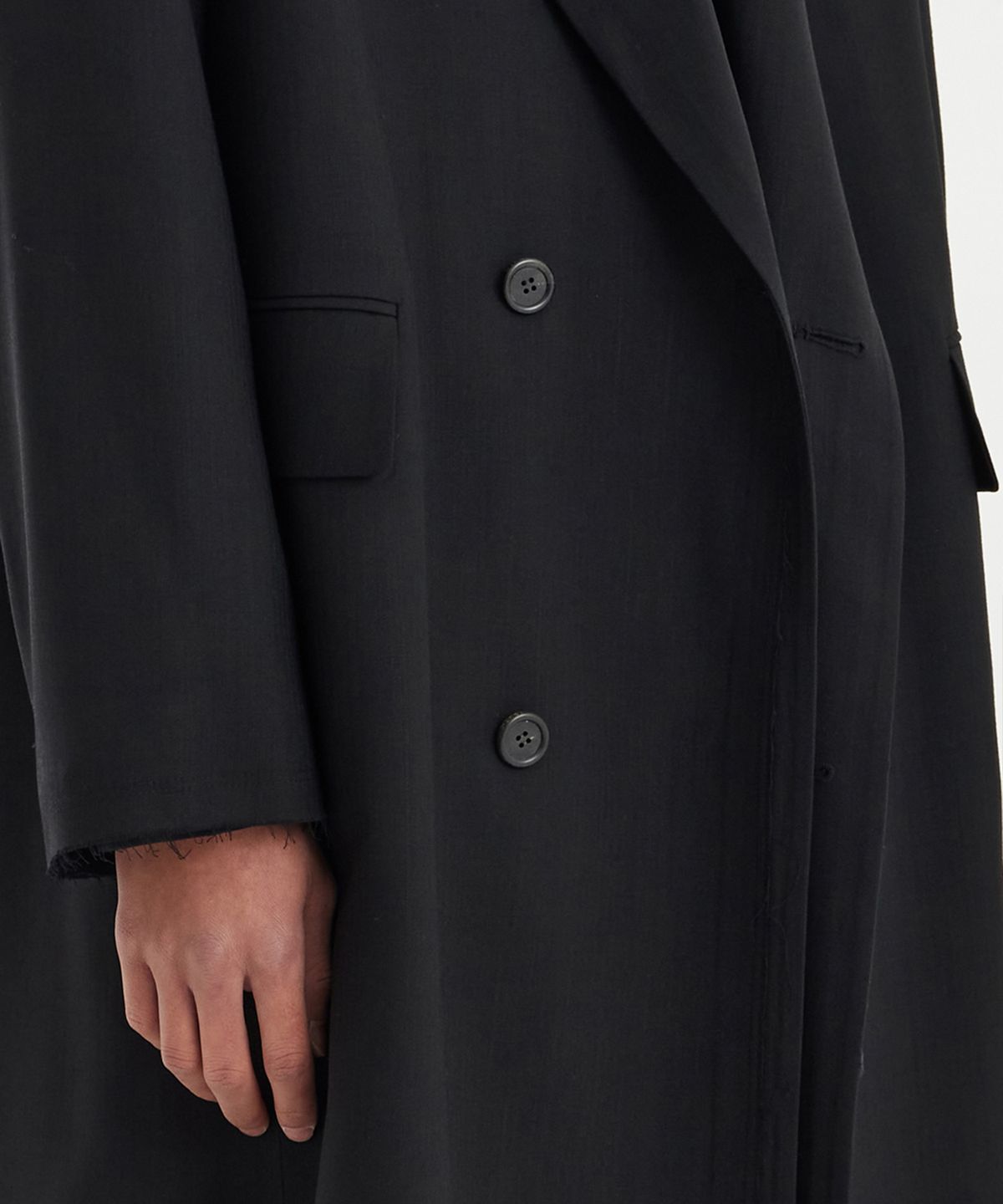 유스(YOUTH) Oversized Double Breasted Coat (UNISEX) - Black