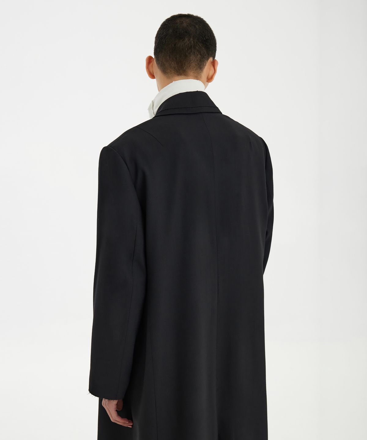유스(YOUTH) Oversized Double Breasted Coat (UNISEX) - Black