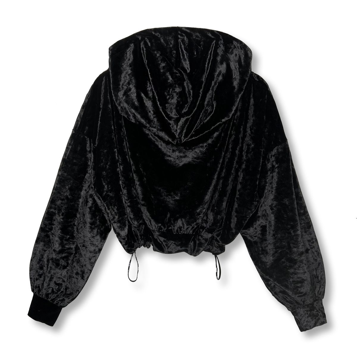 블랙크러쉬(BLACRUSH) Velvet String Crop Hoodie