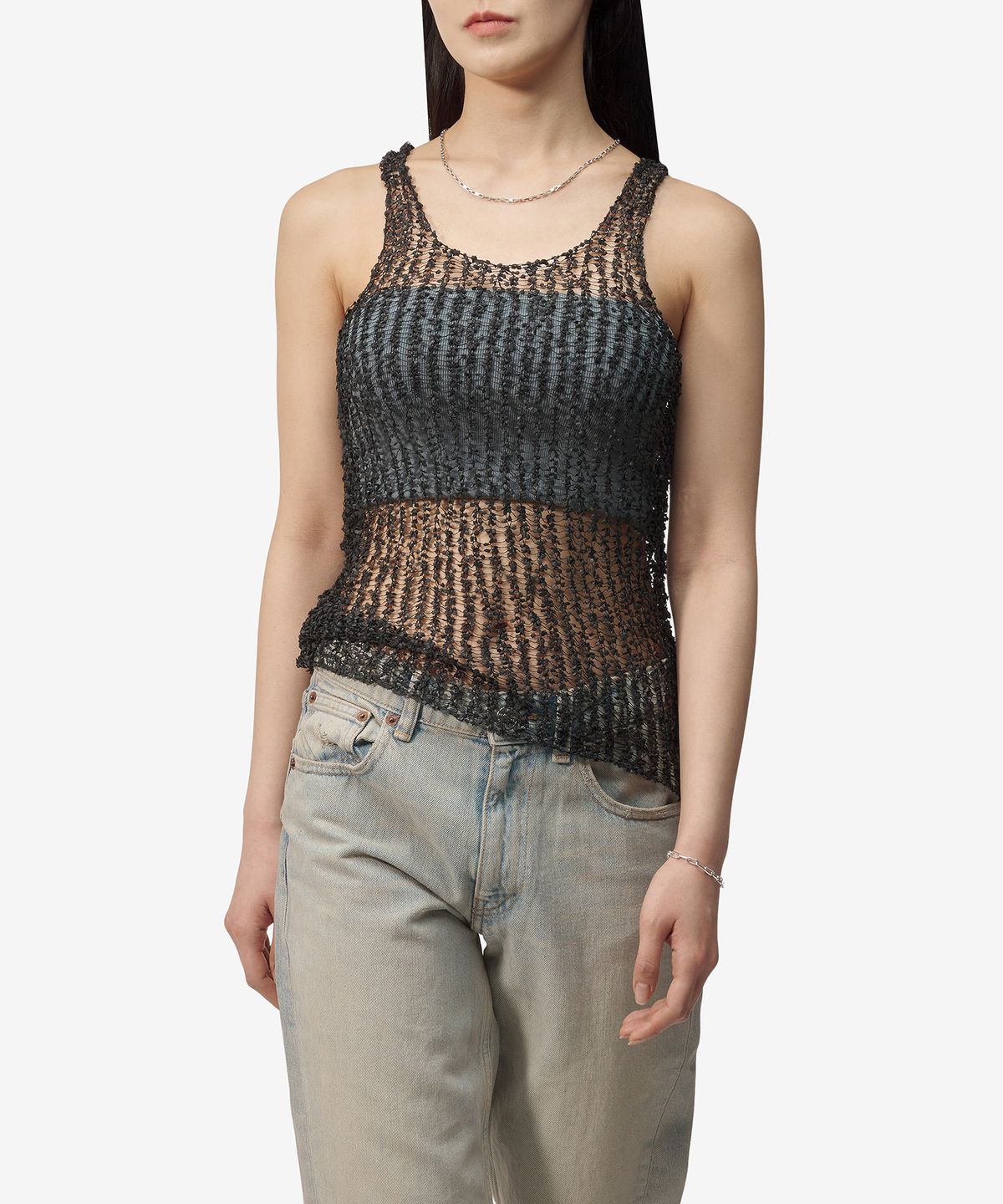 메종 마르지엘라(MAISON MARGIELA) 시스루 민소매 티셔츠 - 블랙 / S29NL0055M13010900