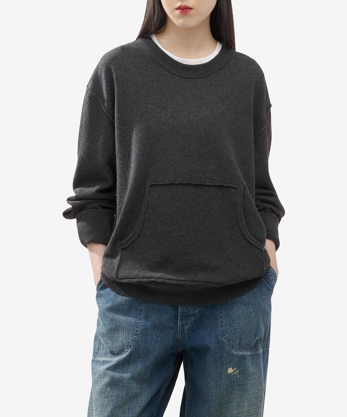 메종 마르지엘라(MAISON MARGIELA) 포켓 디테일 니트 - 차콜 / S51HL0011S18395860M