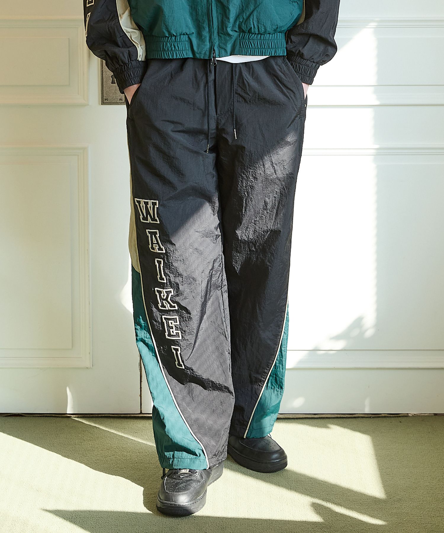 MUSINSA | WAI KEI Color Block Racing Track Pants Black