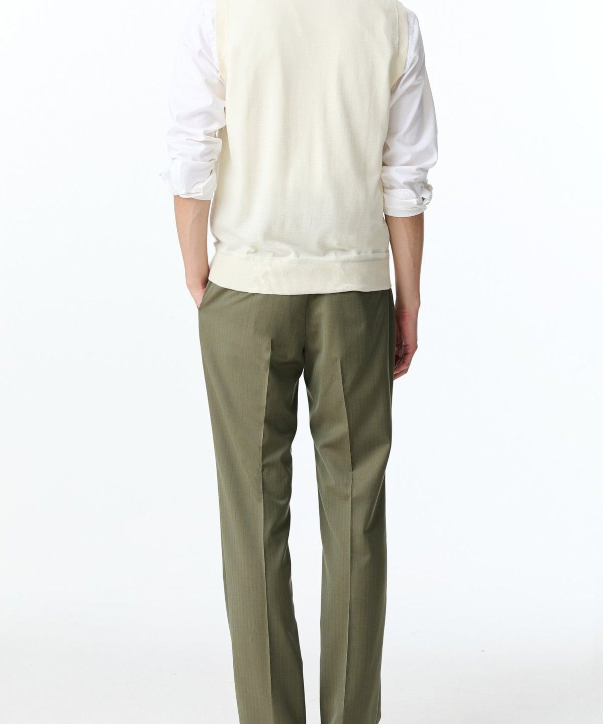 맨온더분(MAN ON THE BOON) [LORO PIANA FABRIC] 니티드 울 브이넥 베스트_크림 4714113008
