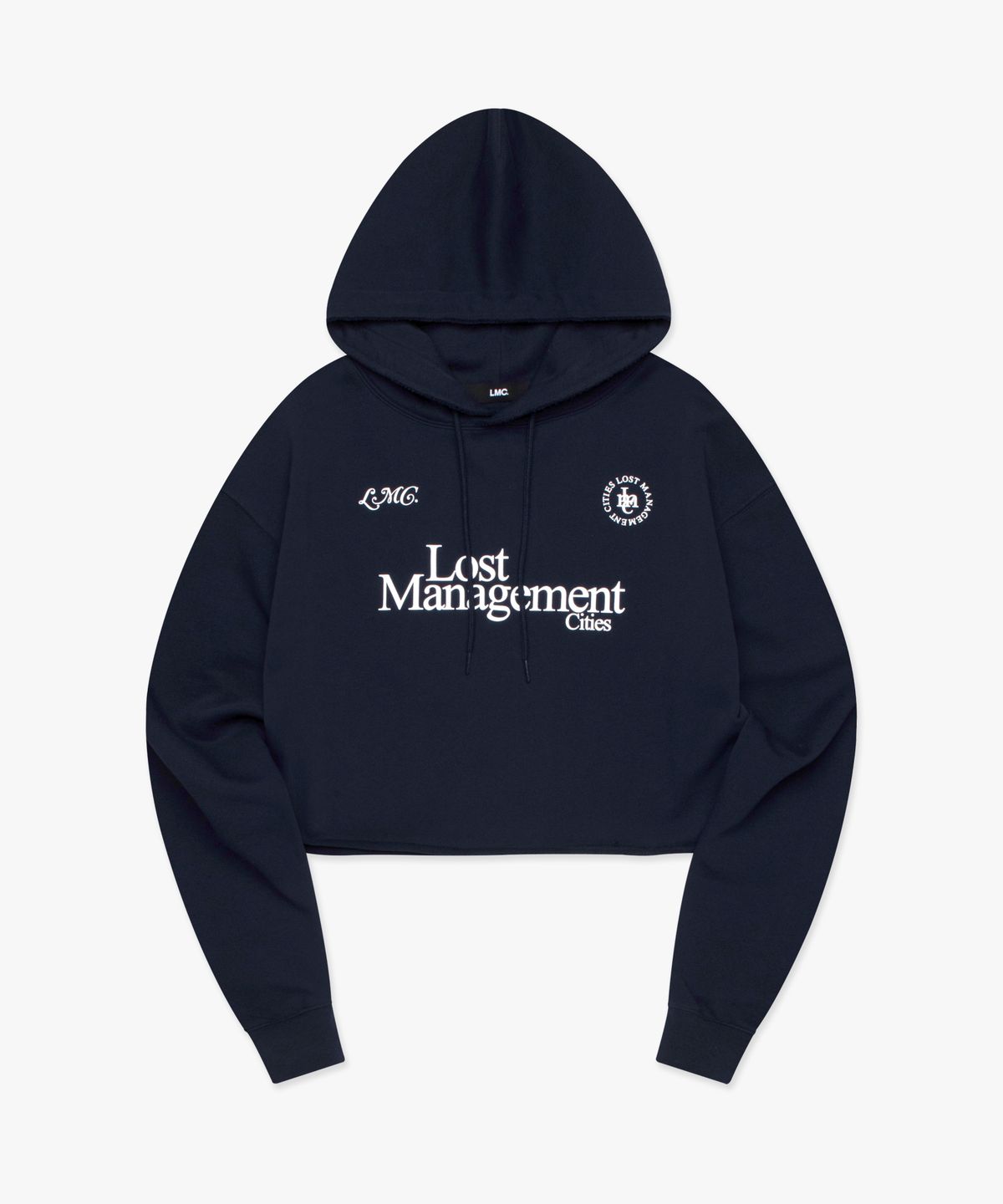 엘엠씨(LMC) WM RAW EDGE CROPPED HOODIE navy