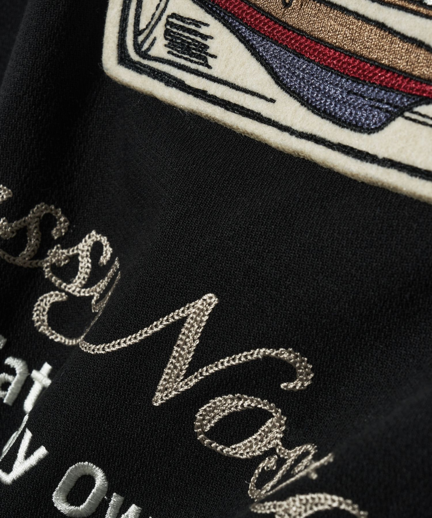 MUSINSA | SATUR Applique Artwork Logo Collar Jacket Resort Black