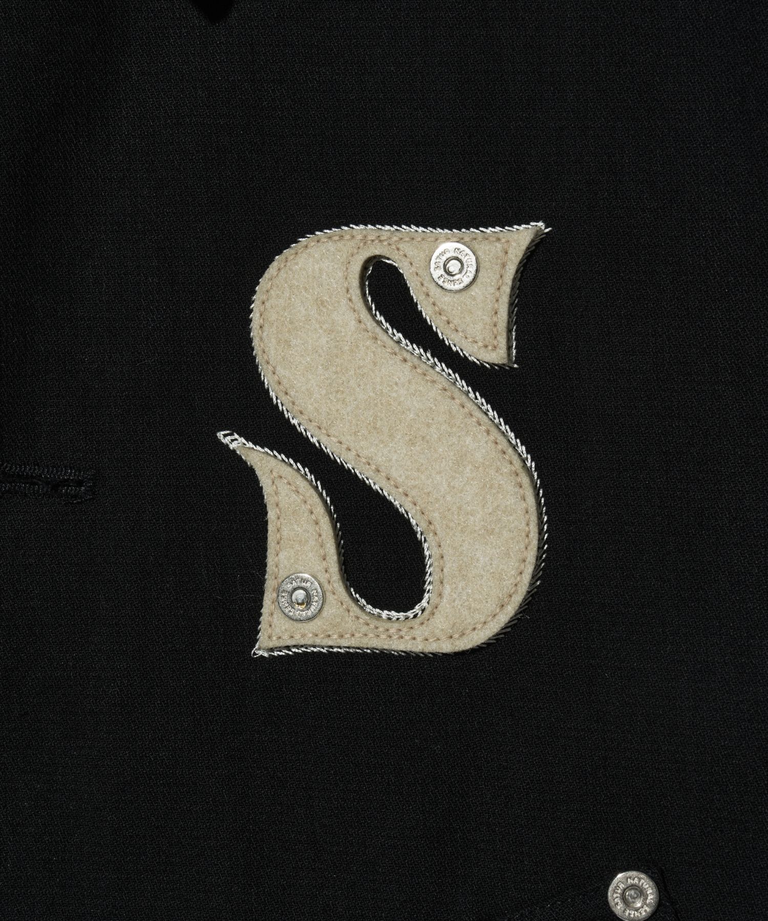 MUSINSA | SATUR Applique Artwork Logo Collar Jacket Resort Black