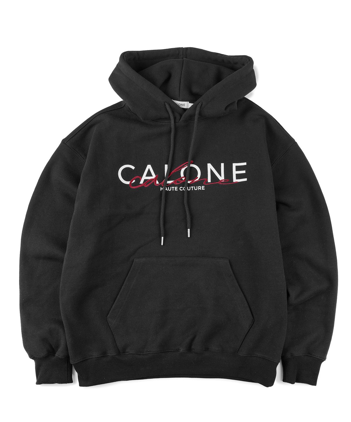 칼론(CALONE) 시그니처 오버사이즈 후드 티셔츠 블랙