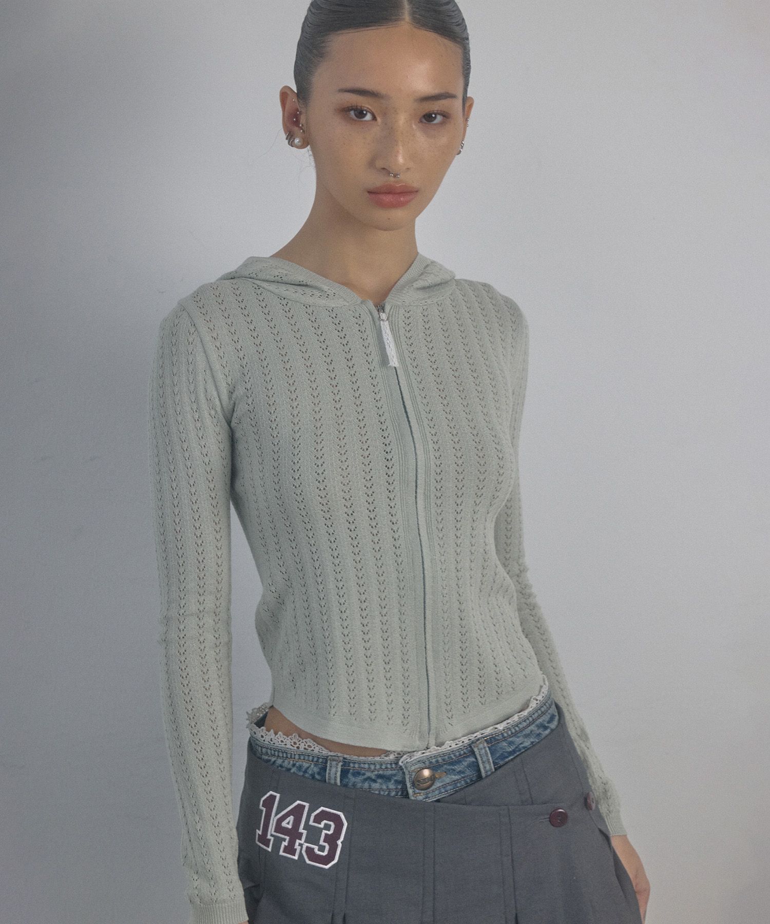 ★SCULPTOR★ Eyelet ZipUp Hoodie Pale Mint SC24S113MT MUSINSA | SCULPTOR Eyelet Zip-Up Hoodie Pale Mint