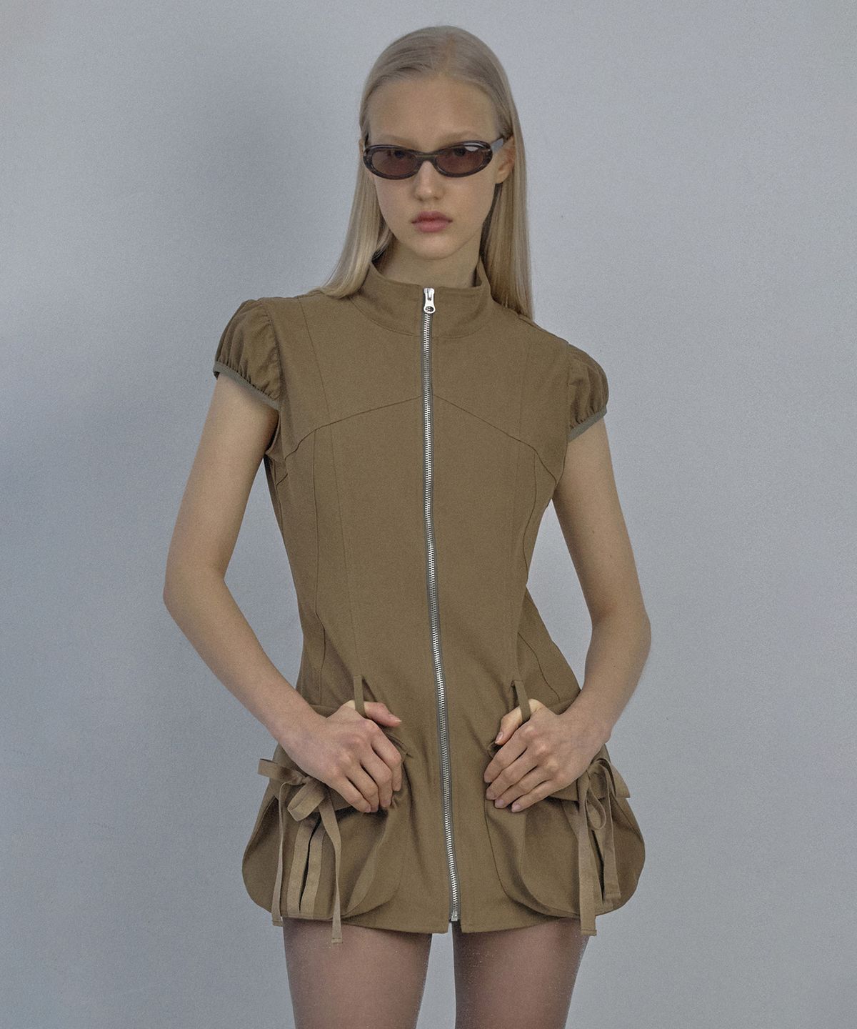 스컬프터(SCULPTOR) Cargo Zip-Up Dress Soft Brown