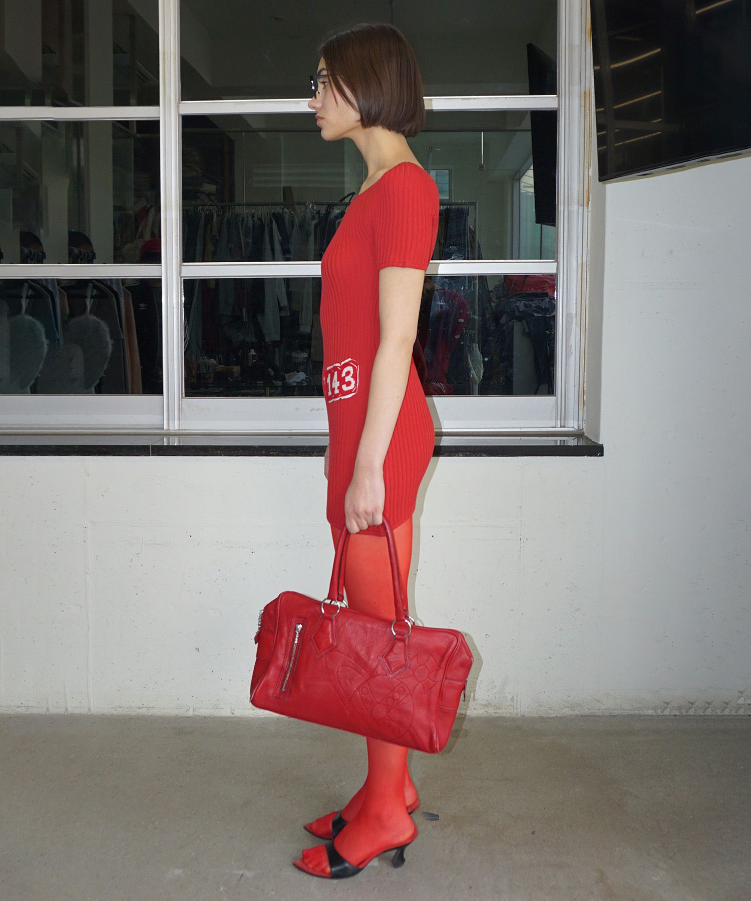 ★SCULPTOR★ Pleated Knit Mini Dress Red SC24S301RD MUSINSA | SCULPTOR Pleated Knit Mini Dress Red