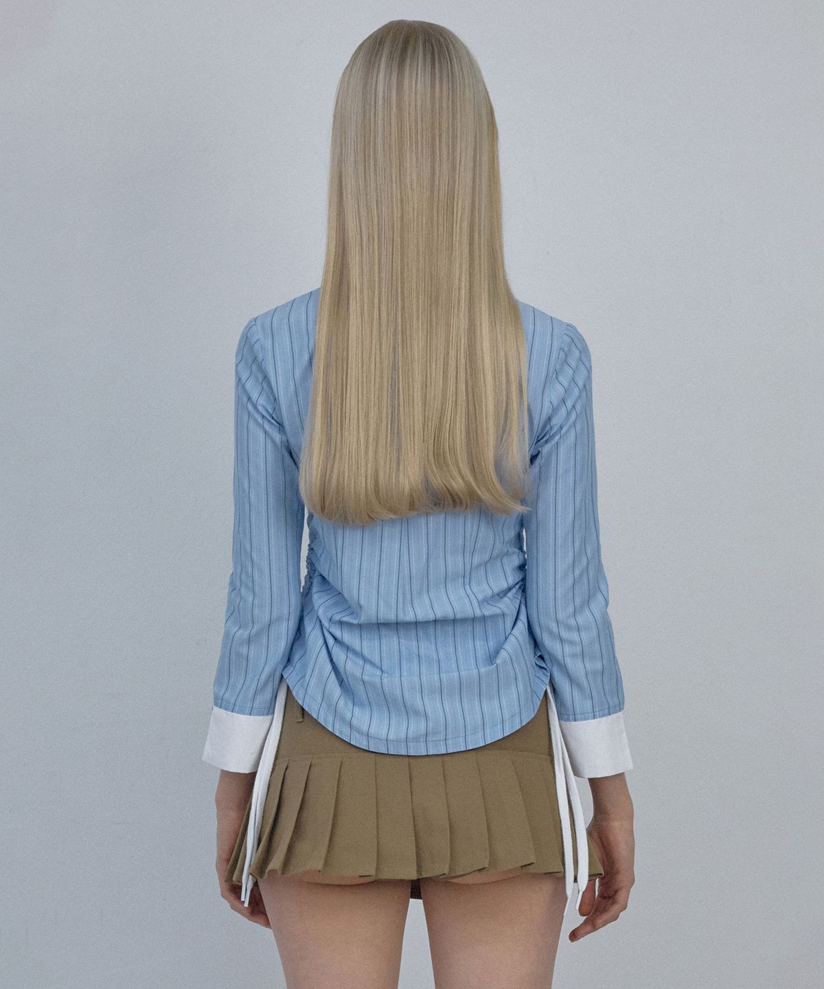 스컬프터(SCULPTOR) Shoelace Shirring Shirt Classic Blue