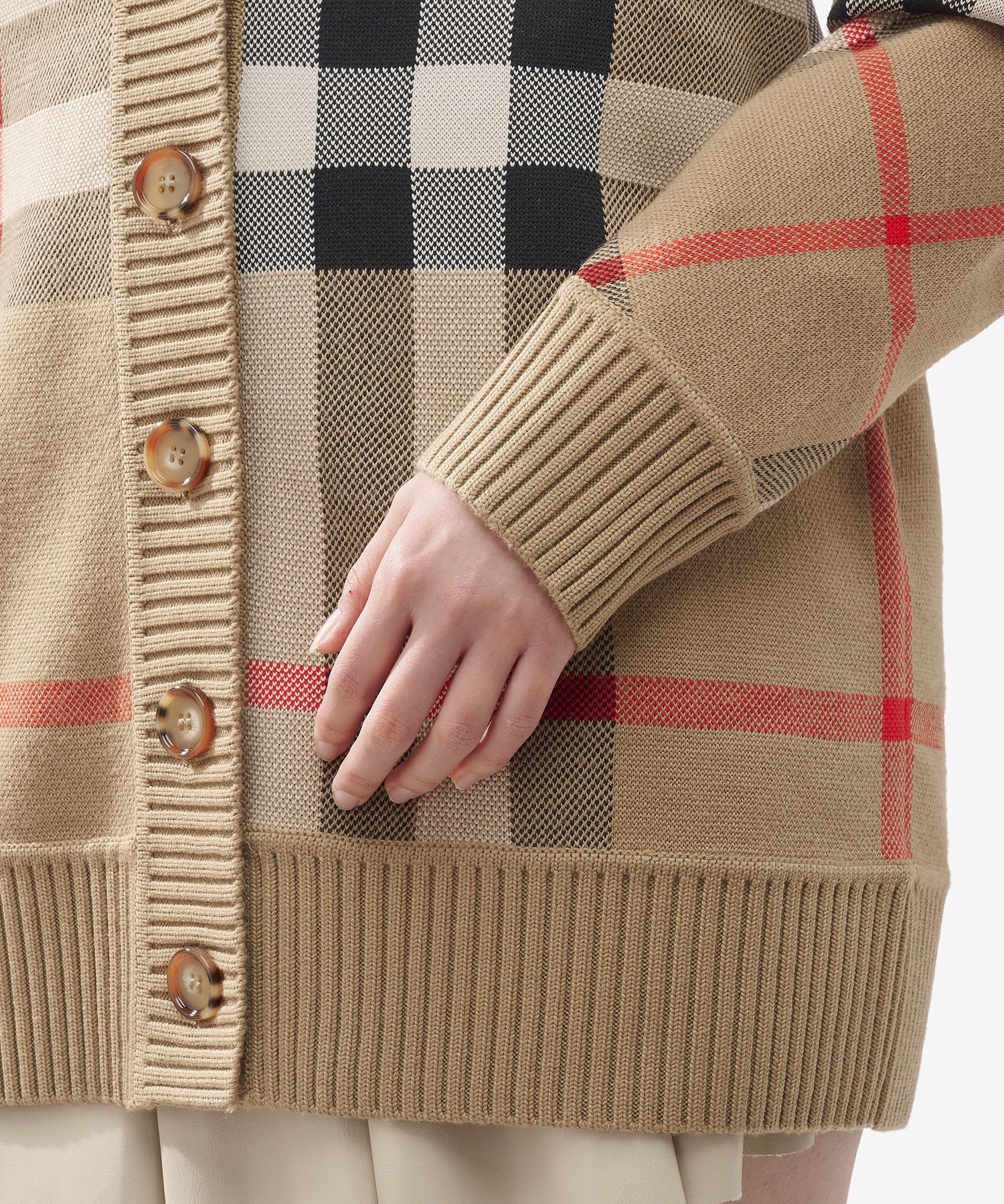 MUSINSA | BURBERRY Check Wool Blend Cardigan - Archive Beige