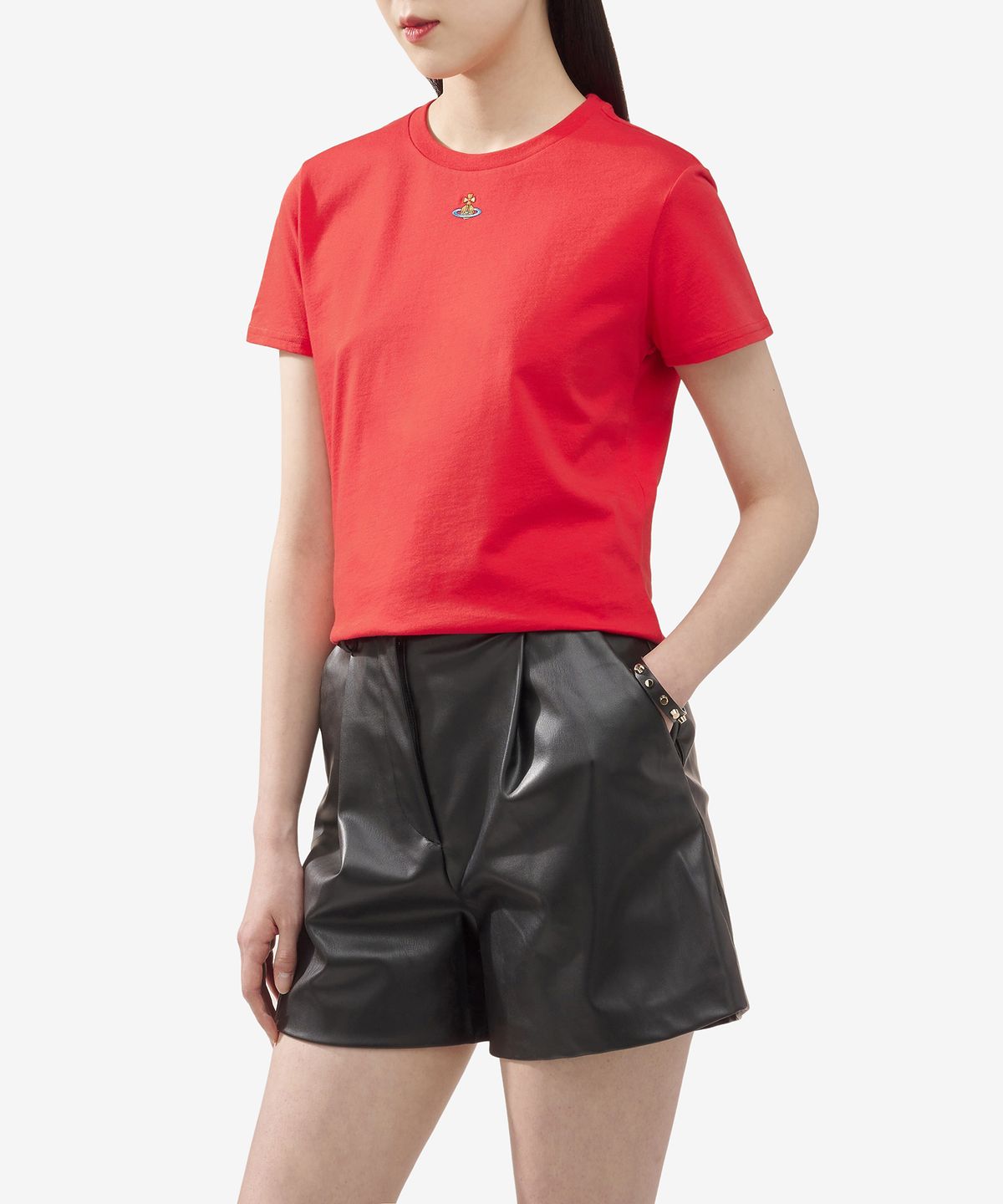 비비안 웨스트우드(VIVIENNE WESTWOOD) ORB 페루 반소매 티셔츠 - 레드 / 3G010017J001MH410