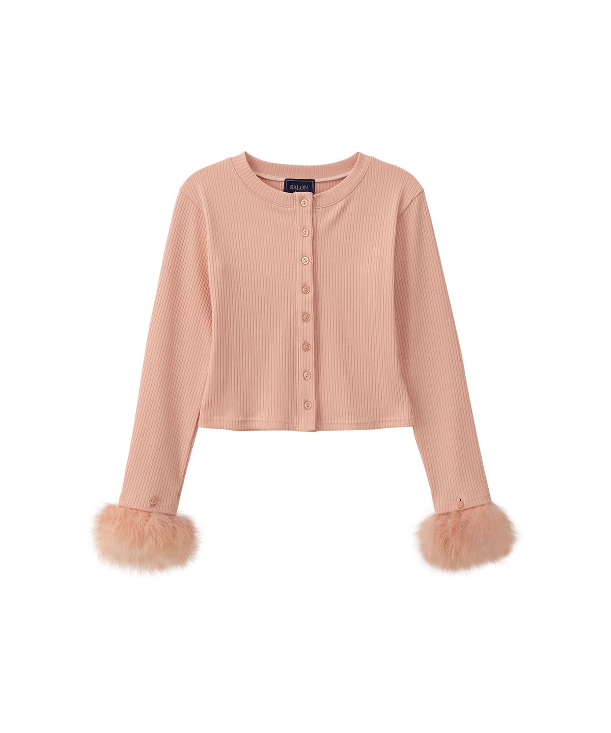 살롱 드 욘(SALON DE YOHN) Fur Trimming Cardigan_ Peach