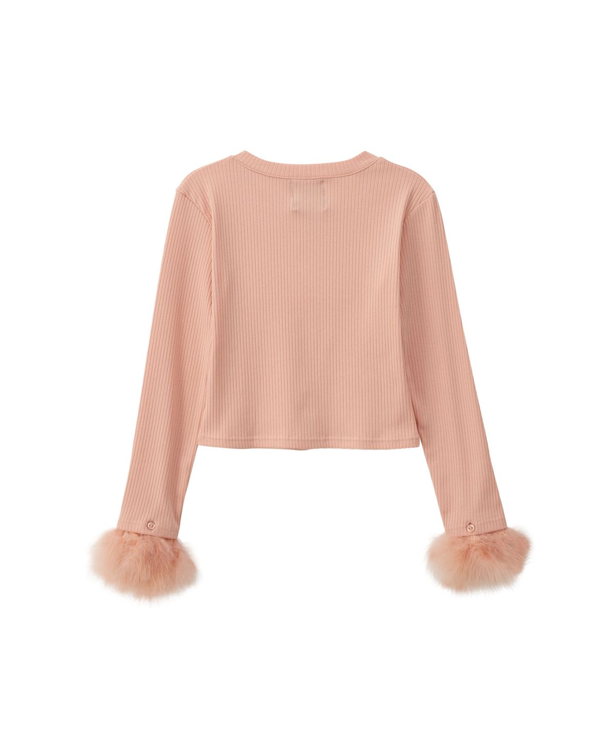 살롱 드 욘(SALON DE YOHN) Fur Trimming Cardigan_ Peach