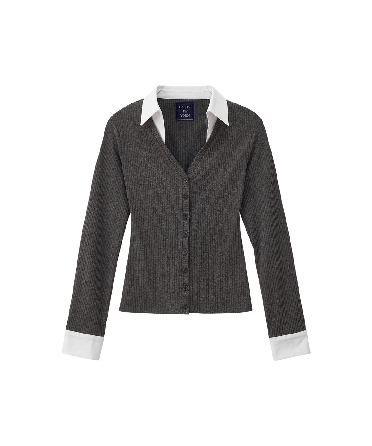 살롱 드 욘(SALON DE YOHN) Shirt Detail Cardigan_ Gray