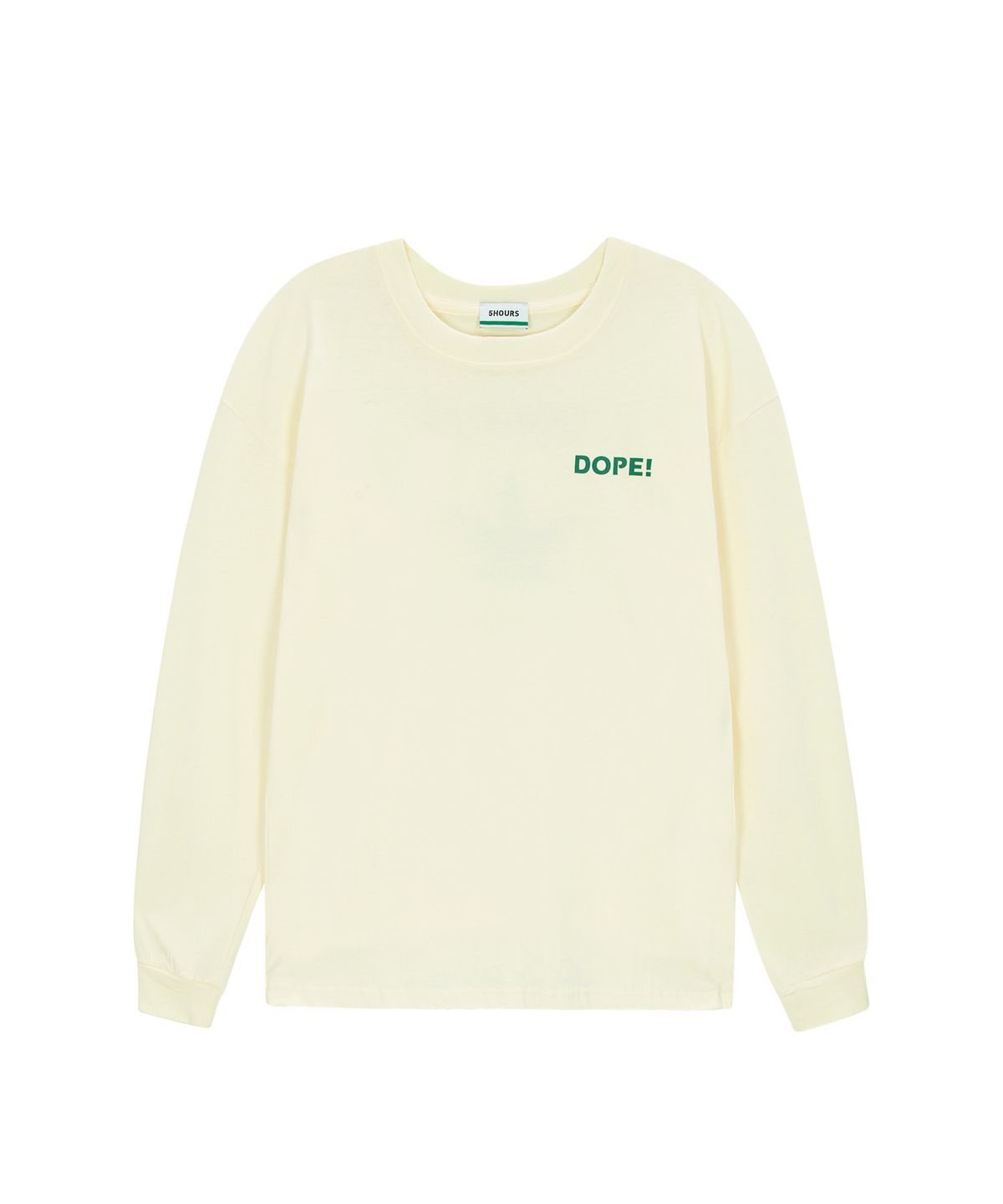 파이브아워스(5HOURS) DOPE LONG T-SHIRTS_CREAM/GREEN
