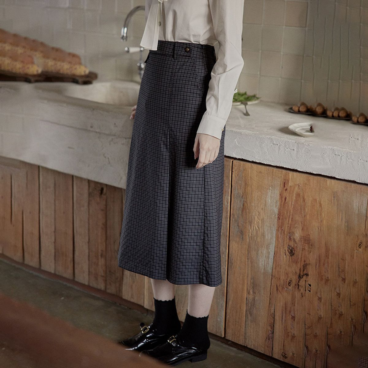 프라우드 마리(PROUD MARY) PM_Grid banding midi skirt