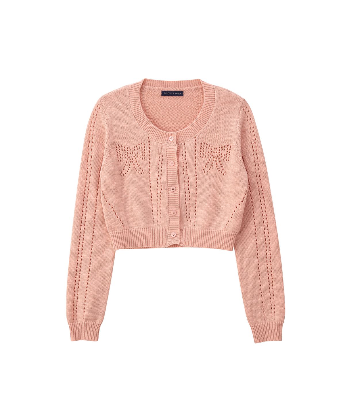살롱 드 욘(SALON DE YOHN) Ribbon Punching Cardigan_ Peach