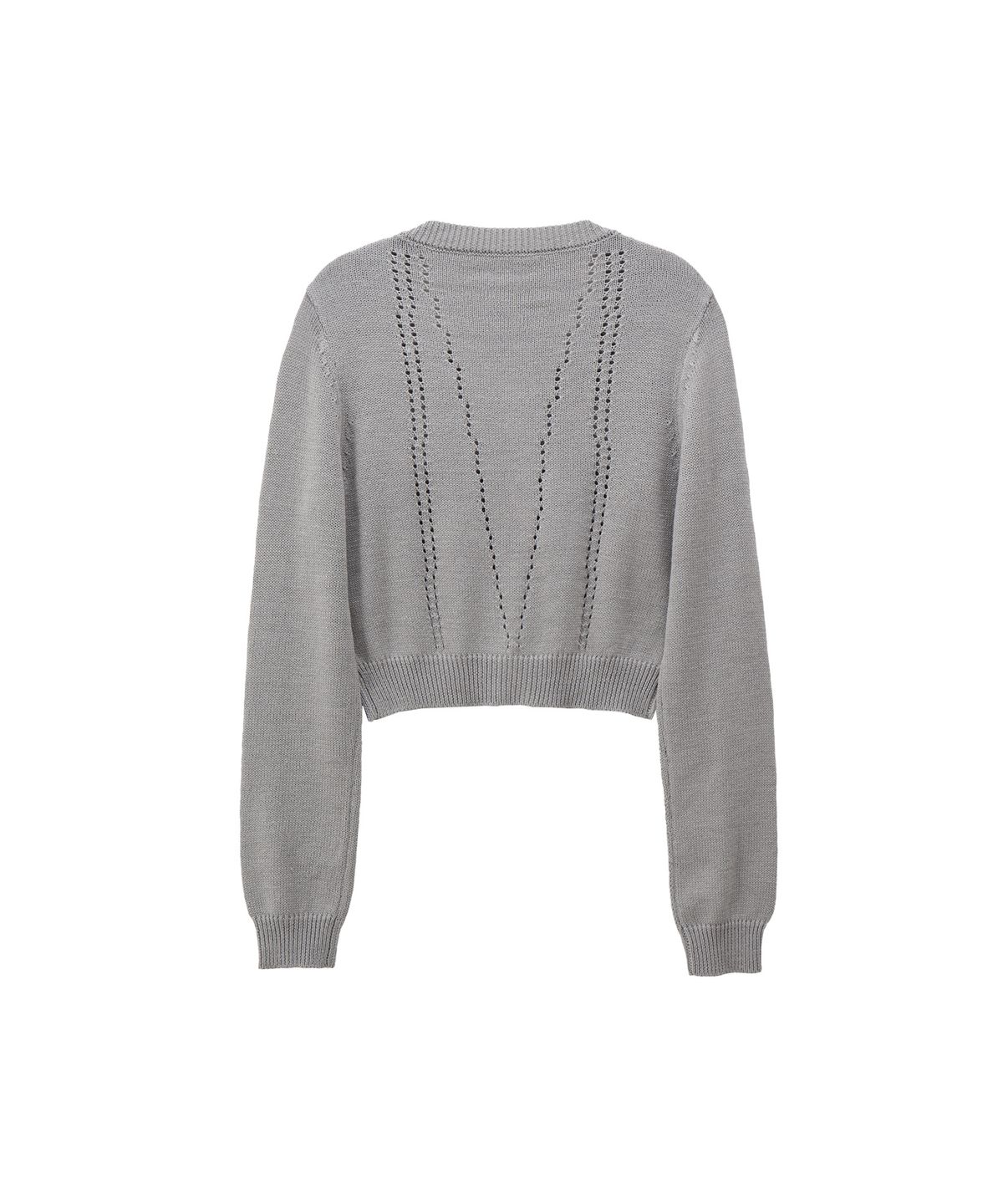 살롱 드 욘(SALON DE YOHN) Ribbon Punching Cardigan_ Gray