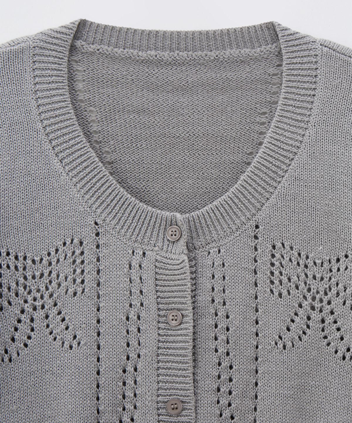 살롱 드 욘(SALON DE YOHN) Ribbon Punching Cardigan_ Gray