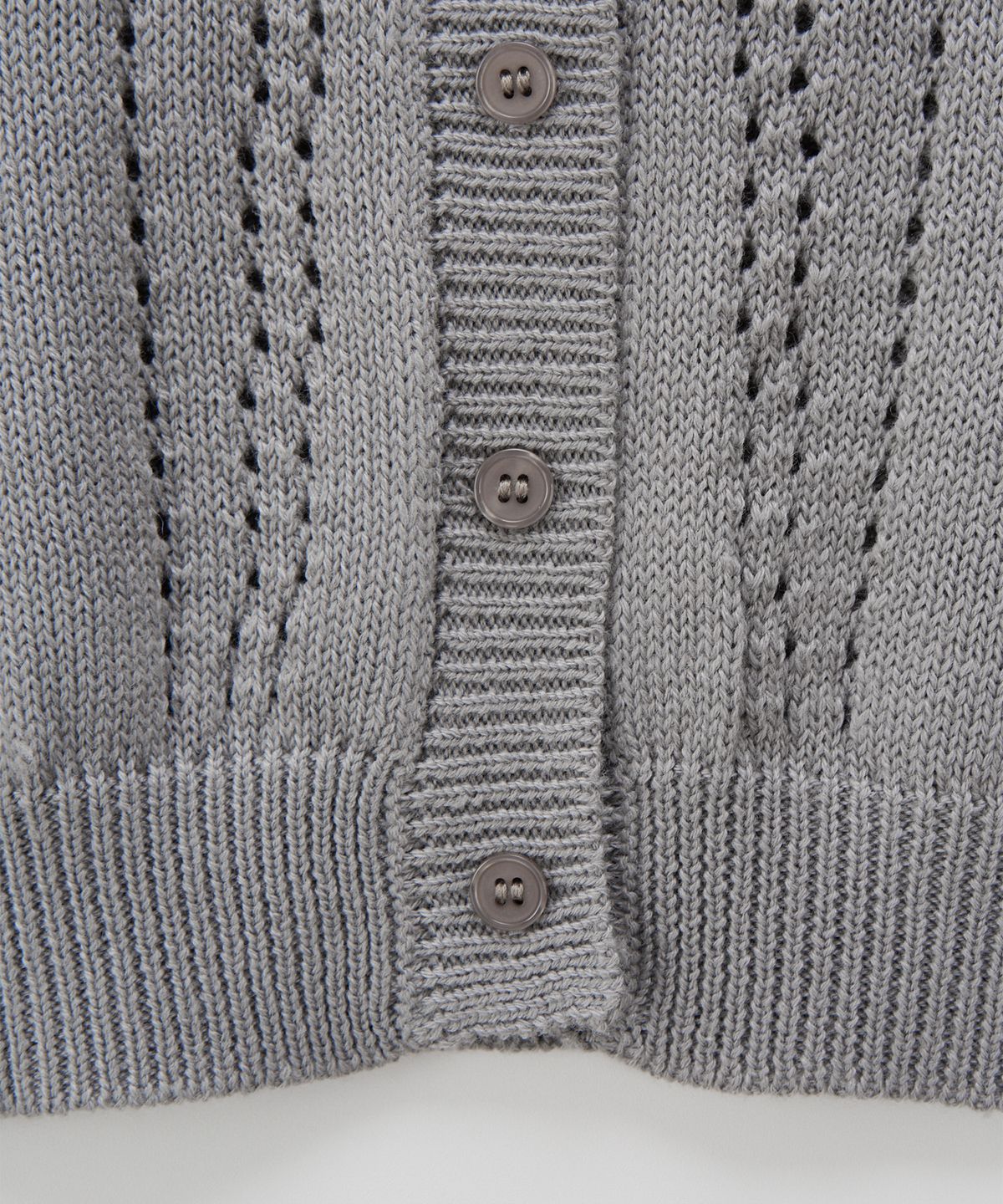 살롱 드 욘(SALON DE YOHN) Ribbon Punching Cardigan_ Gray