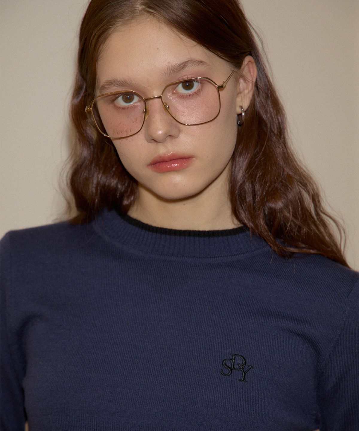 살롱 드 욘(SALON DE YOHN) Logo Basic Knit_ Navy