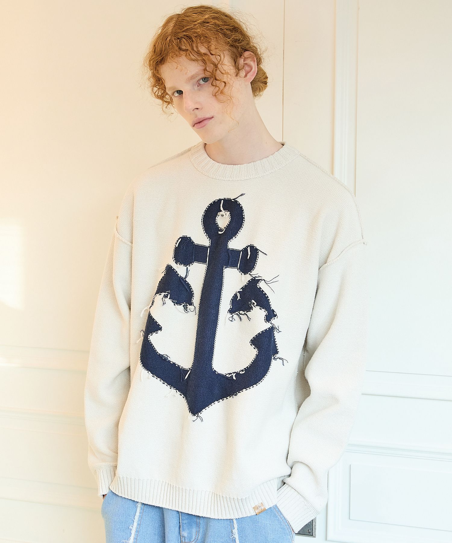 さらに100円引き◆WAI KEI◆Marine reversible graphic knit MUSINSA | WAI KEI Marine reversible graphic knit navy