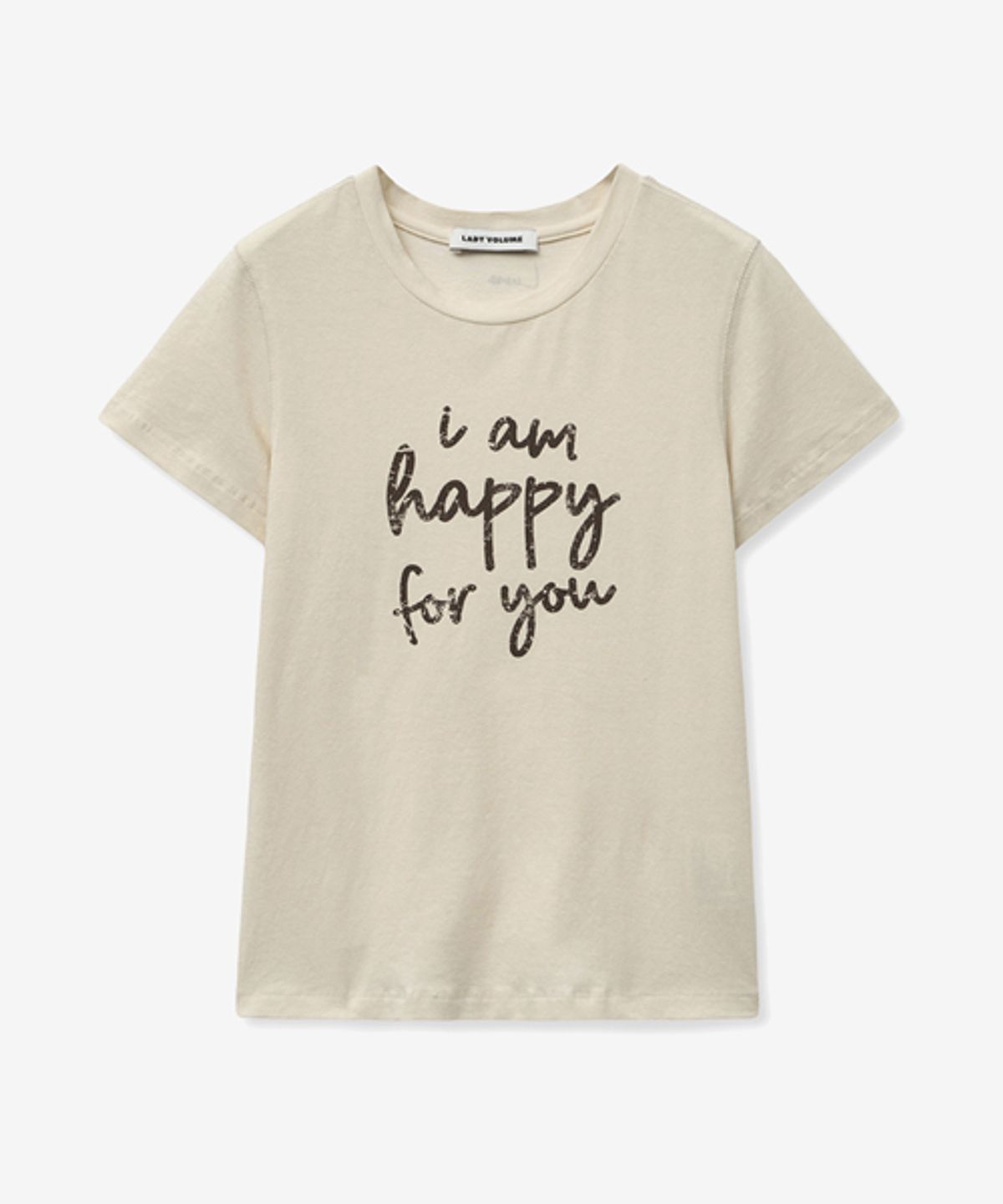 레이디 볼륨(LADY VOLUME) LETTERING CROP T-SHIRT_CREAM
