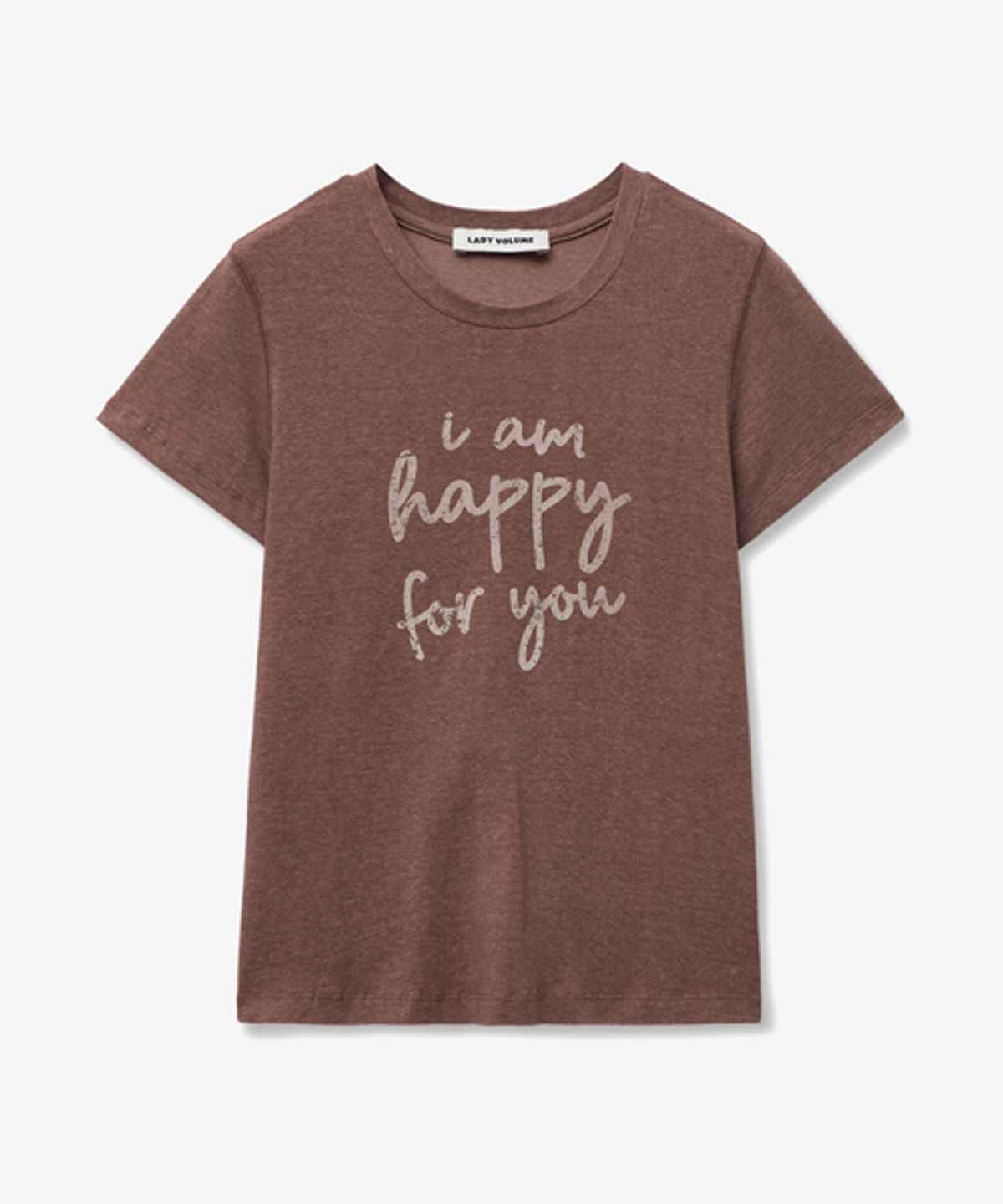 레이디 볼륨(LADY VOLUME) LETTERING CROP T-SHIRT_BROWN