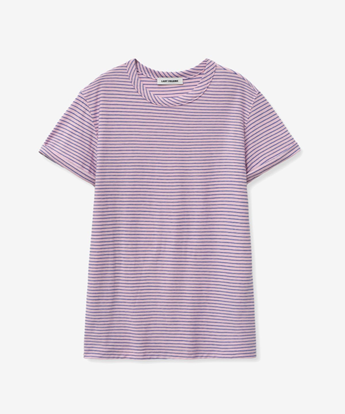 레이디 볼륨(LADY VOLUME) ROLL-UP STRIPE SLEEVE T-SHIRT_PINK
