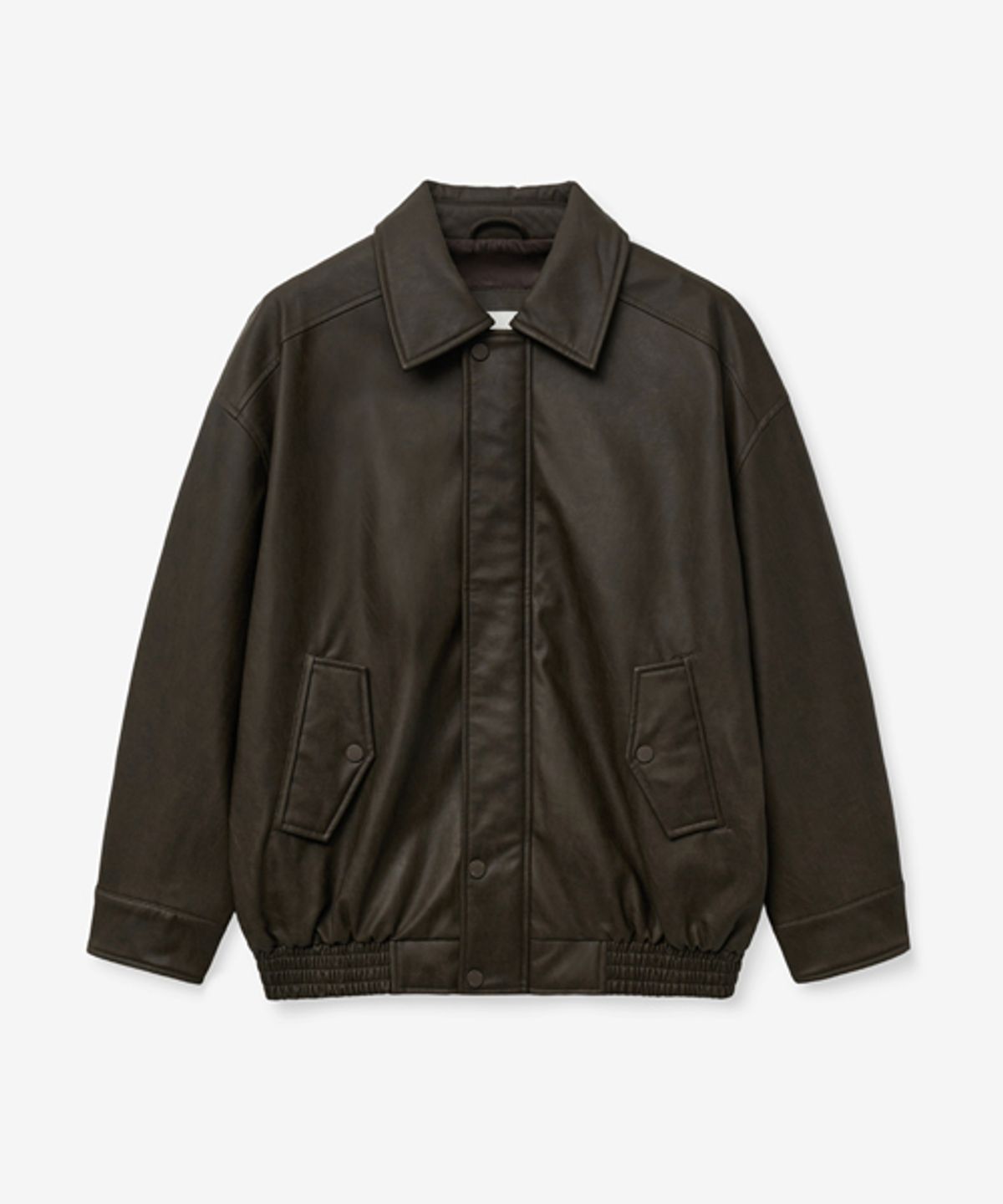 레이디 볼륨(LADY VOLUME) 465-1 WASHING LEATHER SIGNATURE JUMPER_BROWN