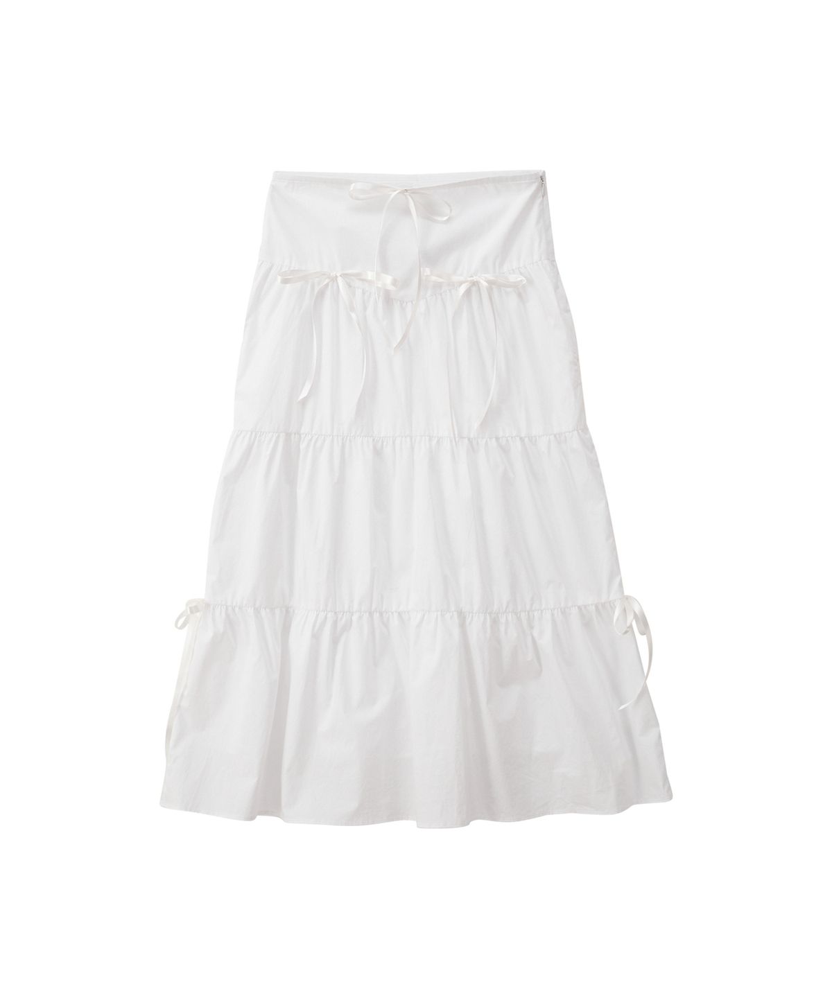살롱 드 욘(SALON DE YOHN) Romantic Ribbon Long Skirt_ White