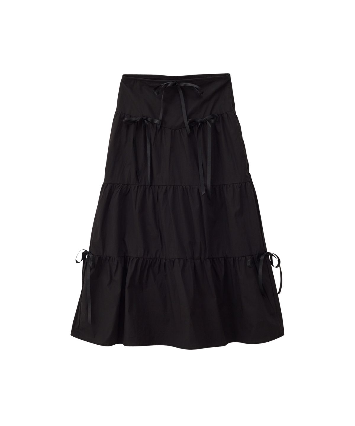 살롱 드 욘(SALON DE YOHN) Romantic Ribbon Long Skirt_ Black