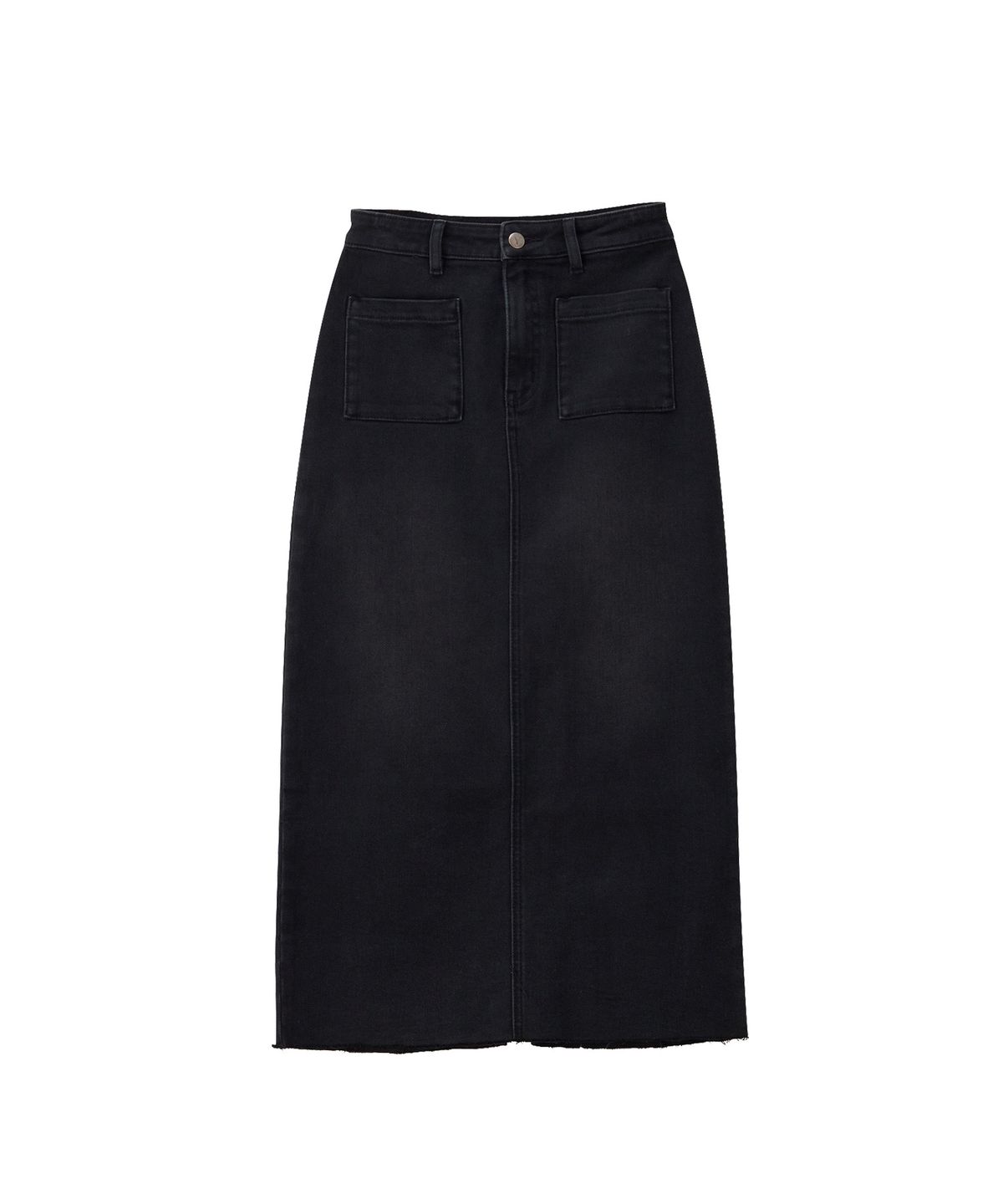 살롱 드 욘(SALON DE YOHN) Straight Denim Long Skirt_ Dark Gray