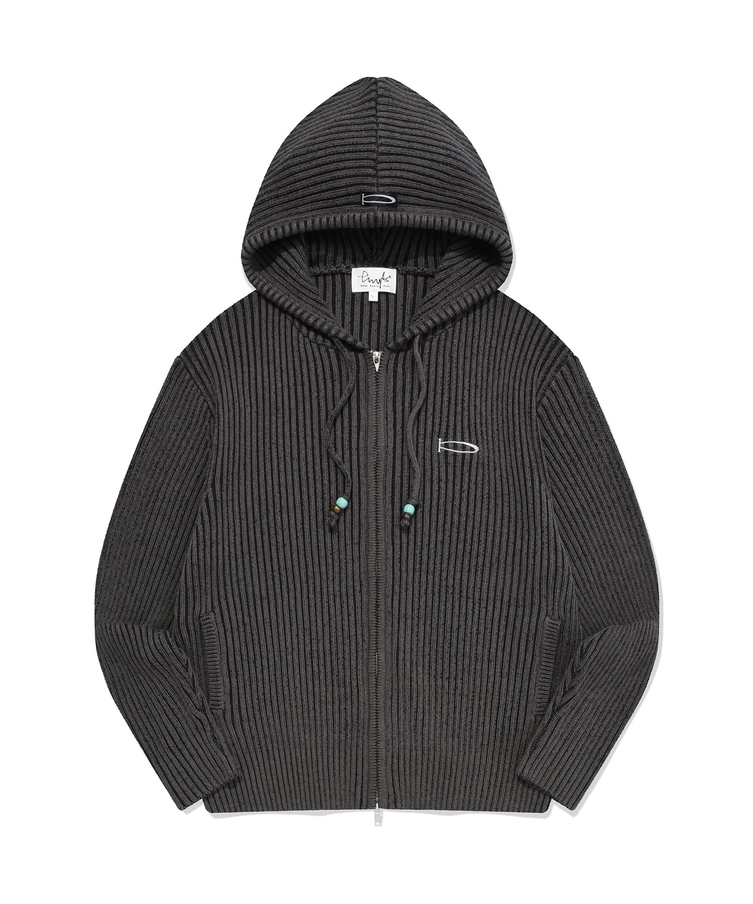 MUSINSA | PHYPS Biz Point Knit Hoodie_Black