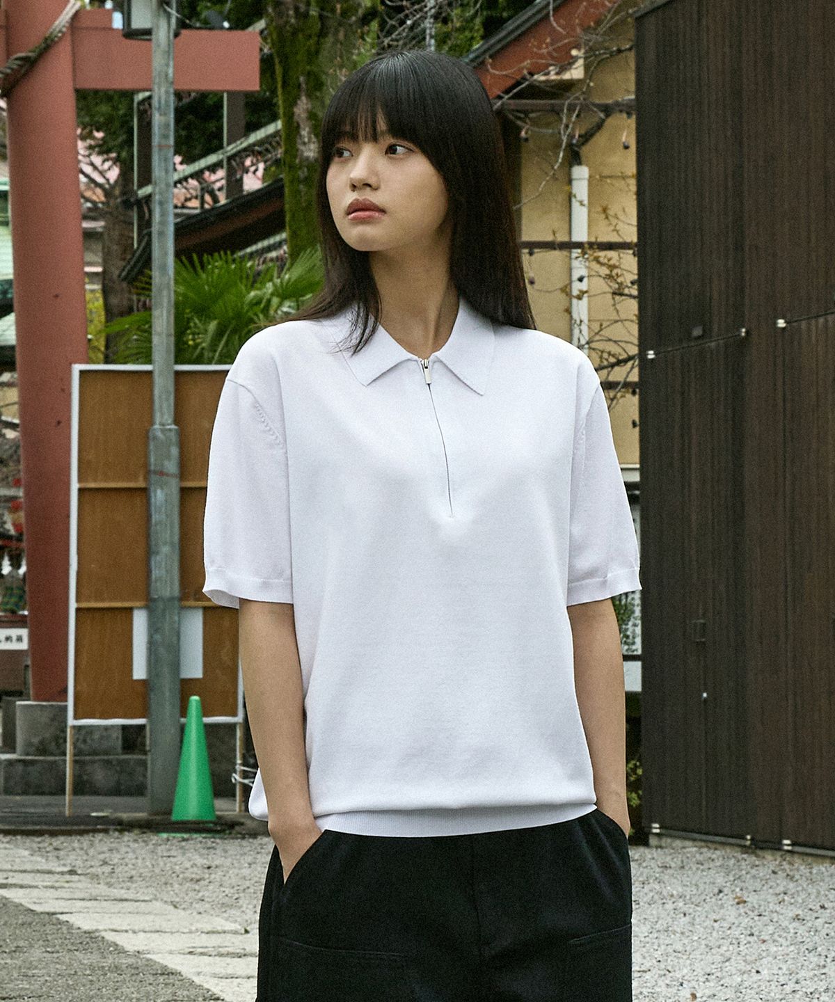 미니멀프로젝트(MINIMALPROJECT) 린넨 라이크 쿨 드라이 하프 집업 카라 반팔 니트 MNT112 / 7color